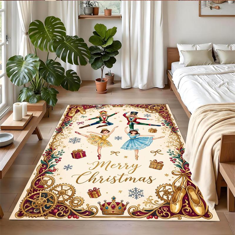 Kerstmis Bedrukt Vierkant Vloerkleed Zacht Antislip Vloerkleed Voor Slaapkamer Vakantiecadeau