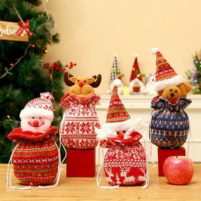 New Polyester Fibres Christmas Candy Bag Cartoon Snowman Tote Bag Santa Claus Christmas Decor Eve Apple Wrapping Gift