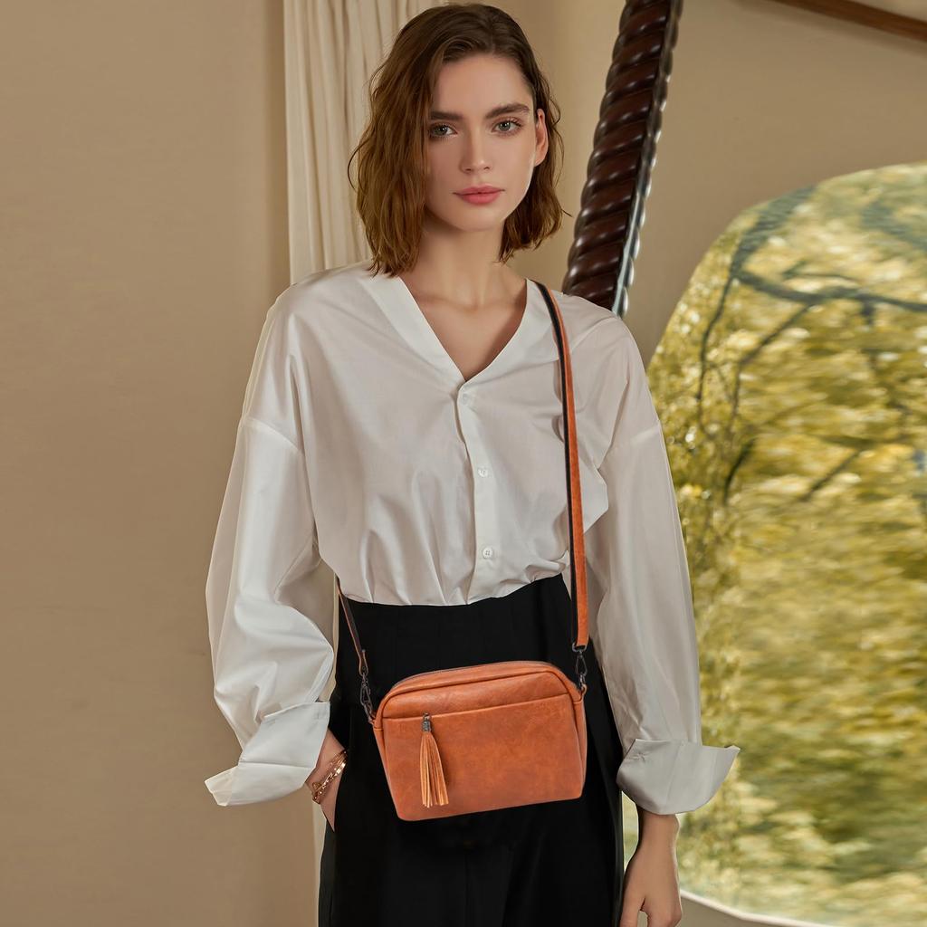 Épaule PU Multiple Parfait pour et N'importe quel Sac Marron NICOLE&DORIS pour Femmes, Petit, Bandoulière, Cuir, 2 Voies, Mignon, Gland, Poches, Populaire, Imperméable,