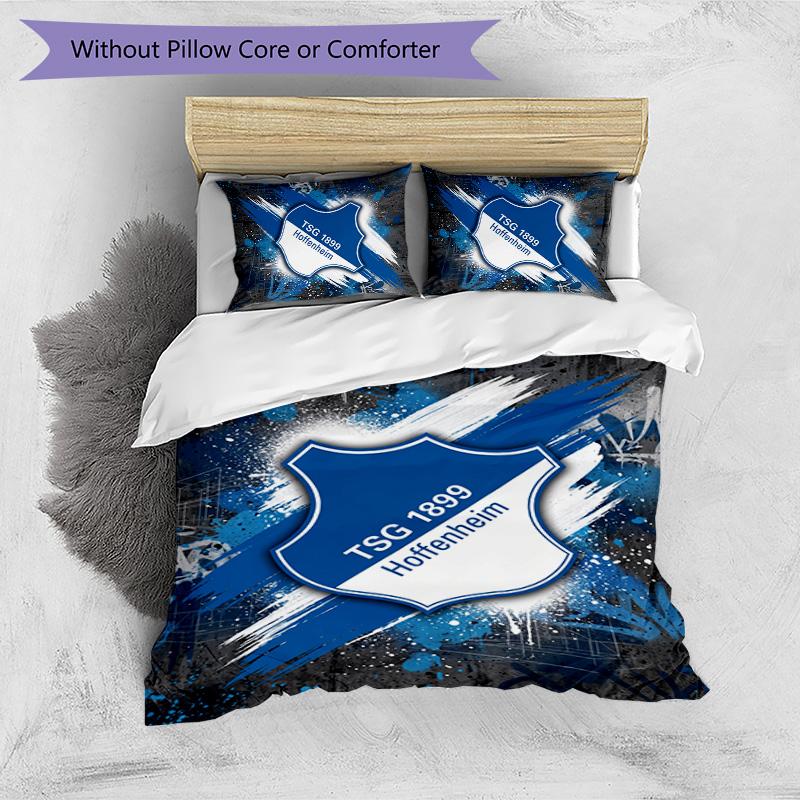 Set Lenzuola 3 Pezzi Stampato TSG Hoffenheim FC Copripiumino Traspirante con Federe Biancheria da Letto Decorativa per Camera da Letto Casa