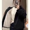 Women's Short Hooded Fleece-Lined Windbreaker Jacket - Loose & Slimming Autumn/Spring Style