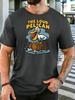 Unisex Olive Green Crew Neck Tee The Loud Pelican Cartoon Bird Stump Anchor Wave Retro Coastal Bird Lover Soft Cotton Casual Top