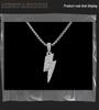 Trendy Silver Hip-Hop Lightning Pendant Necklace with Zircon for Men and Women