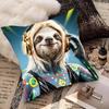 Funny Sloth DJ Pillow Case Fashion Square Pillowcase Bedroom Sofa Room Ins Decoration Leisure