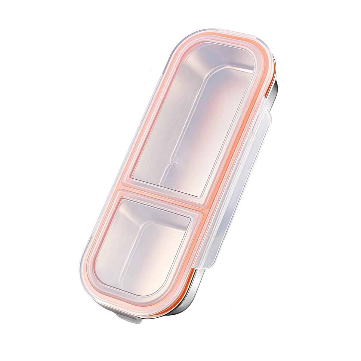 Portable Stainless Steel Snack Container with Leak Proof Seal and 3 Compartments for Fresh Separate Food Storage