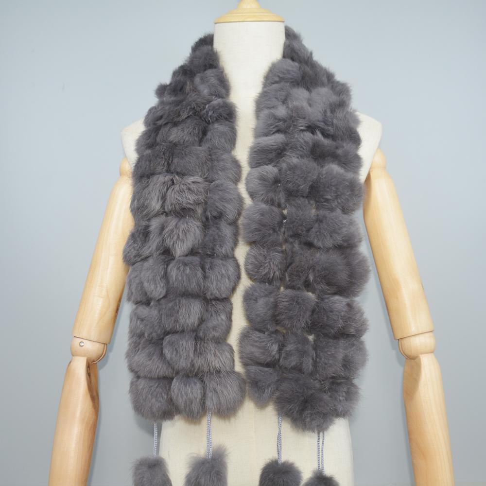 

Women Winter Warm Real Rabbit Fur Scarf Hot Sale Natural Rabbit Fur Muffler 2026 Lady 100% Genuine Fur Scarves Wholesale Retail Length 125cm темно-сірий колір