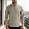 Solid-colour Half-zip Turtleneck Jumper with Small Check Jacquard Pattern