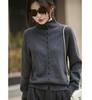 2025 French Style Grey Slimming Half-High Collar Knit Cardigan