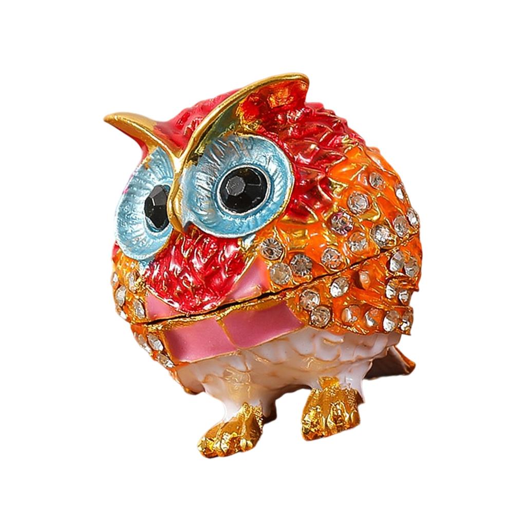 Crystals Covered Owl Inspired Jewelry Storage Case Sturdy Alloy Construction for Earring Collections