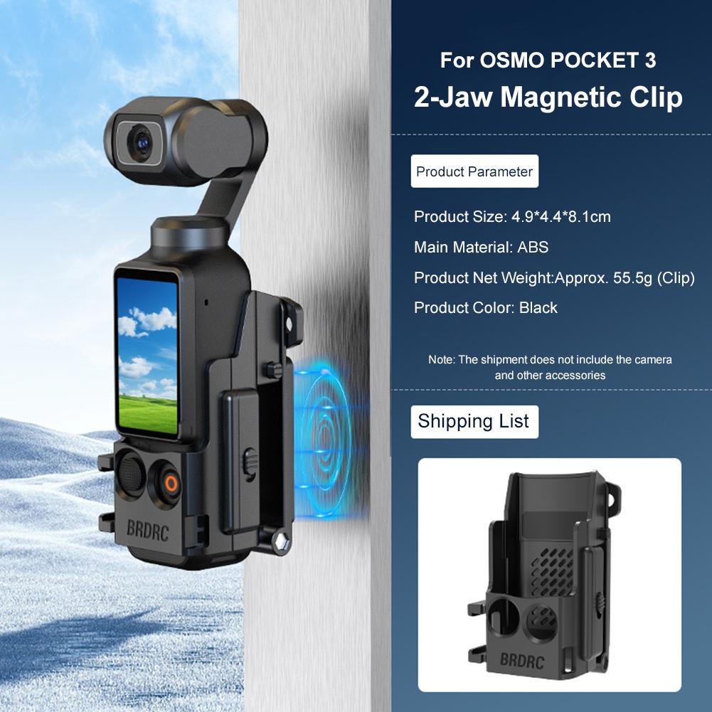Magnetic Mount Adjustable Clip Holder Mount Anti-Slip Magnetic Base Camera Holder for DJI Pocket 3 Camera Accessories
