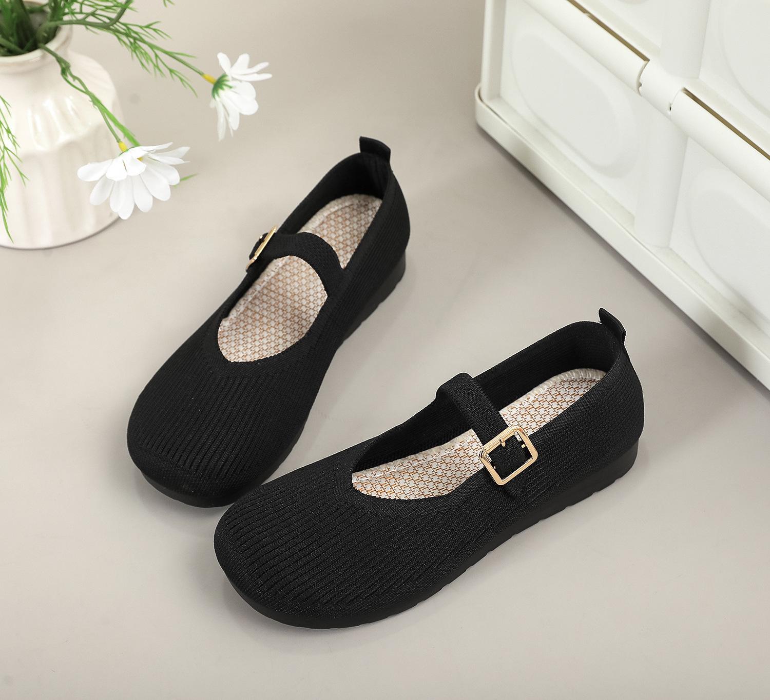 

Cloth shoes spring and summer flat-bottomed breathable work shoes casual soft-soled fly-woven surface not tired feet single shoes 36