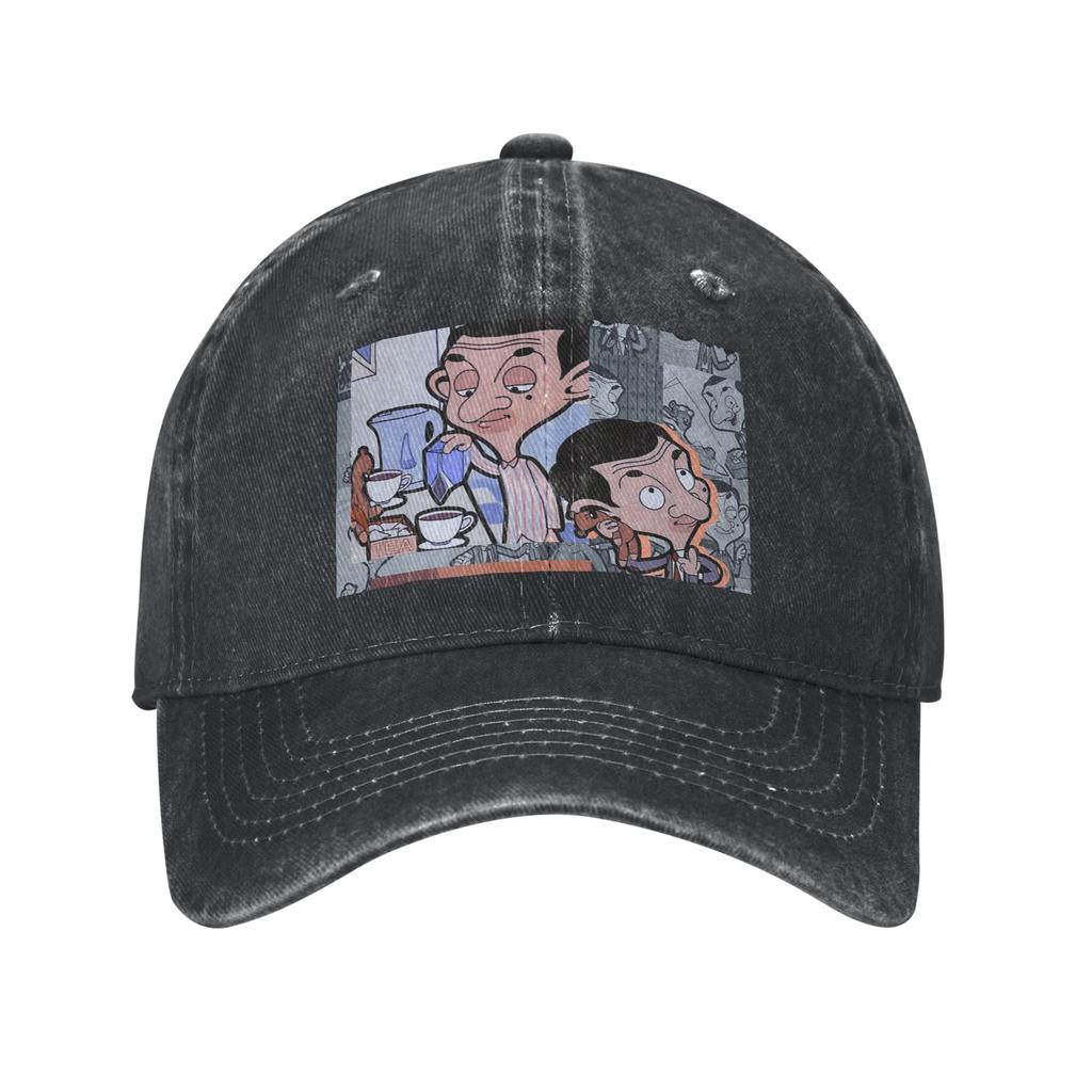 Mr. Bean Cartoon Denim Fabric Cap Casual Baseball Caps Adjustable Hat Summer Unisex Baseball Hats