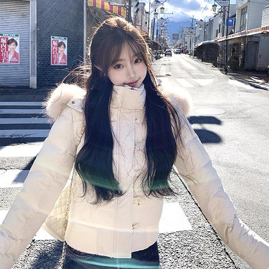 Hooded Fur Collar Cotton Jacket Women's Winter American Retro Thick Warm and Cold Resistant Short Bread Jacket