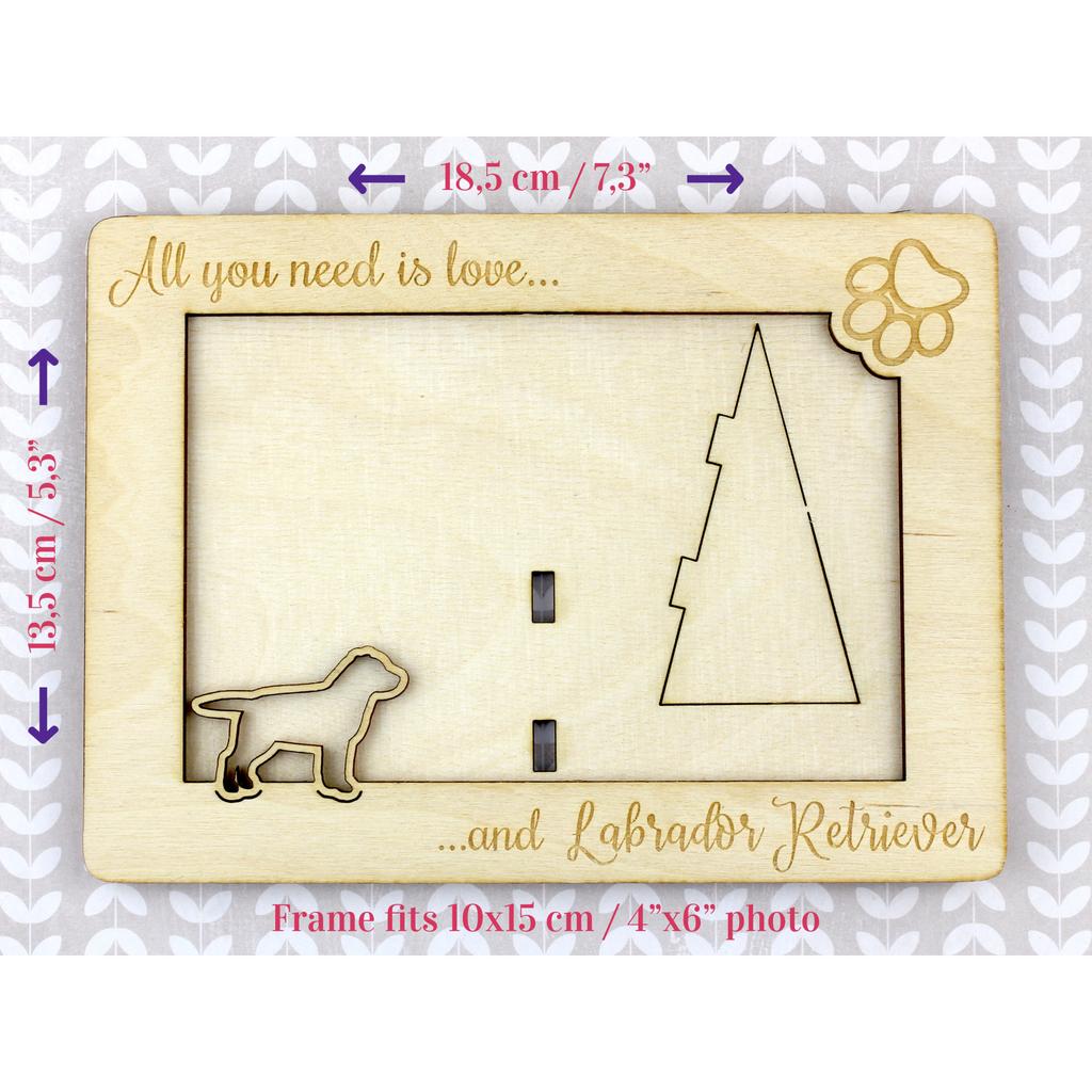 Labrador Retriever - Photo frame, engraved wooden frame, a lovely gadget for the dog lover by Art-Dog