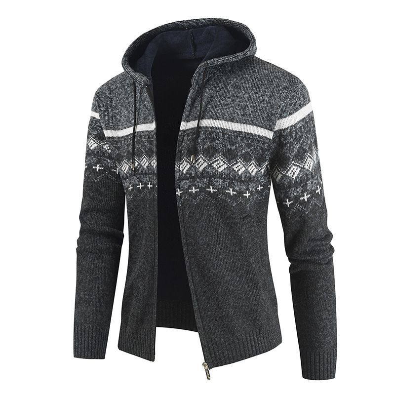 New Fleece Thickened Men's Sweater Plus Size Men's Casual Jacket Hooded