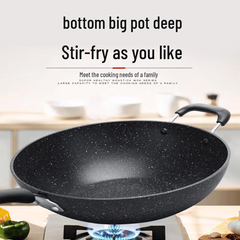 Supor Maifan Stone Non-stick Flat Bottom Wok, 30cm