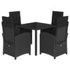 Vidaxl 5-Cz. Garden Furniture Set With Cushions, Black, Poly Rattan