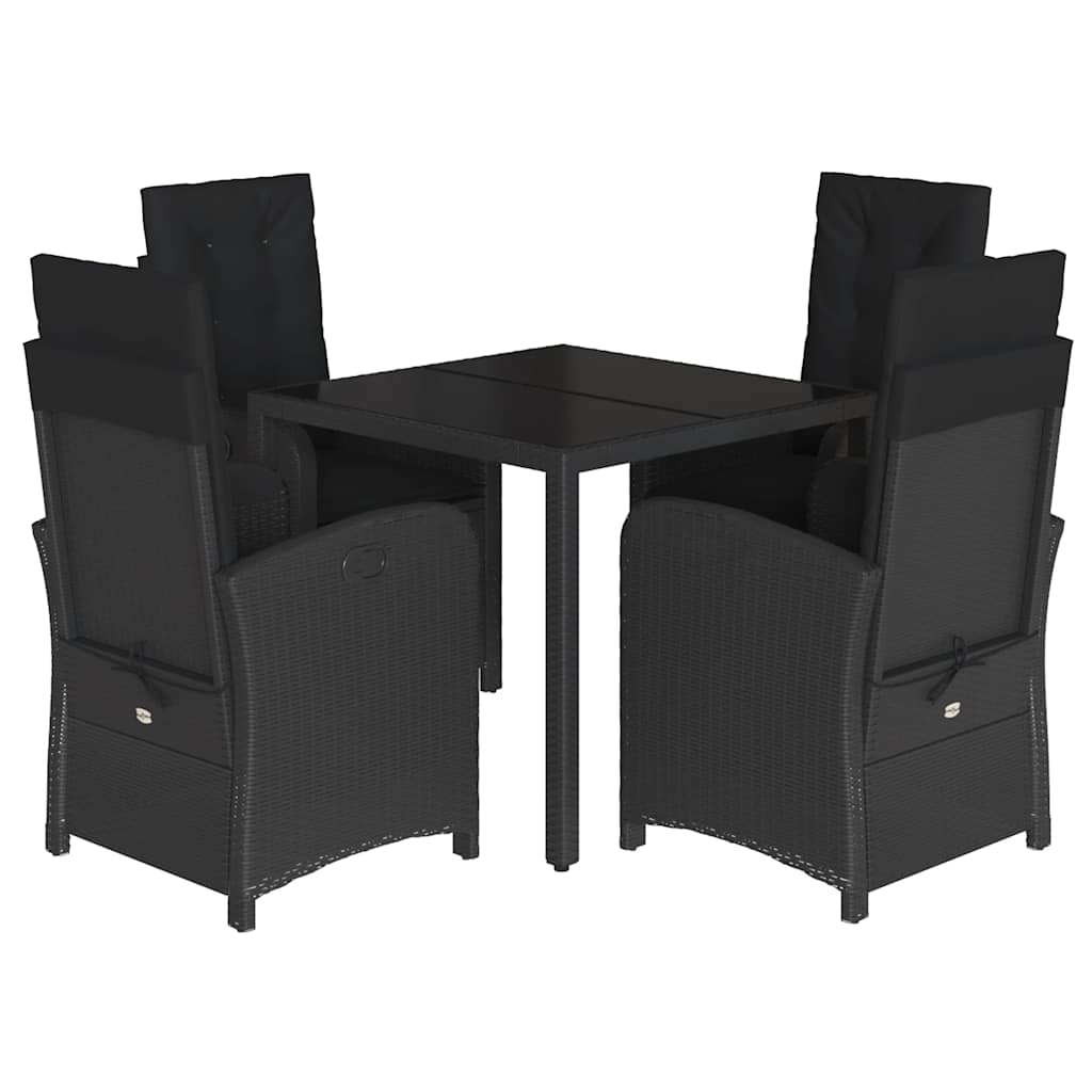 Vidaxl 5-Cz. Garden Furniture Set With Cushions, Black, Poly Rattan