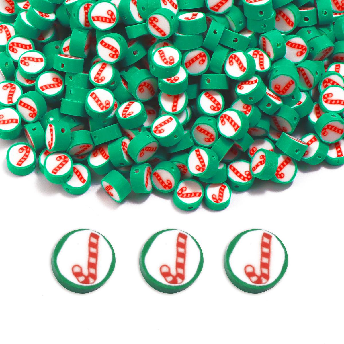 

Christmas Candy Cane Polymer Clay Jewelry Set: 100-Piece Bracelet & Necklace Beads RT031