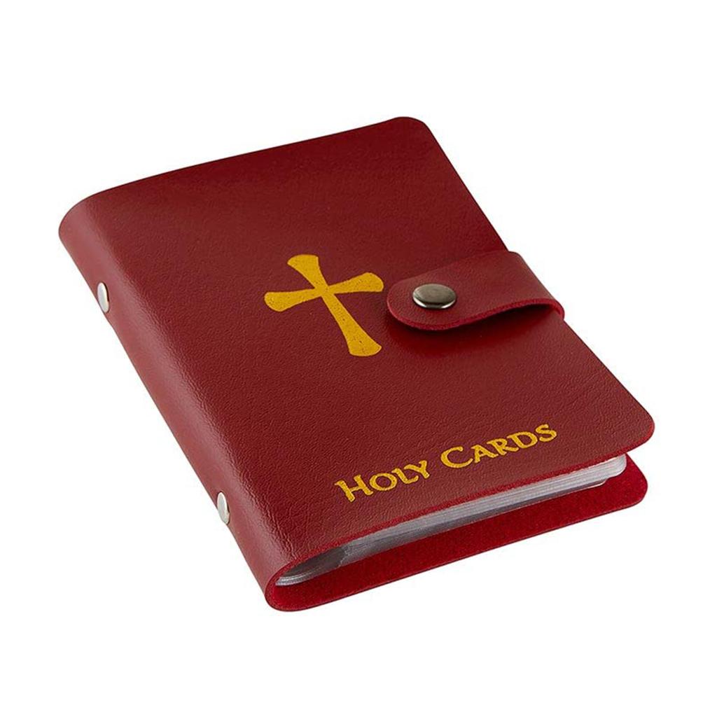 Katholischer Faux-Leder-Heiligenkartenhalter mit Druckknopfverschluss, Taschenformat-Gebetskarten-Organizer für religiöse Andacht und Kartenaufbewahrung