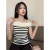 Women's Summer Off-the-Shoulder Striped Knit Sleeveless Top