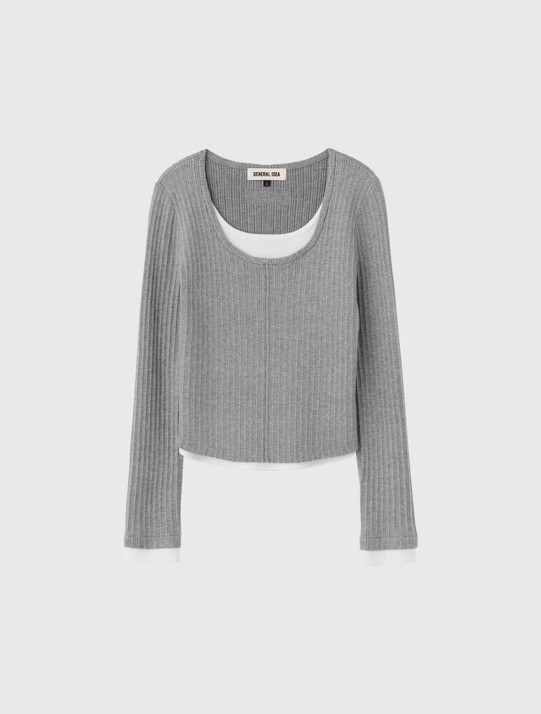 GENERALIDEA Double Layered Long Sleeve Knit [Grey] / Wbe3L05501