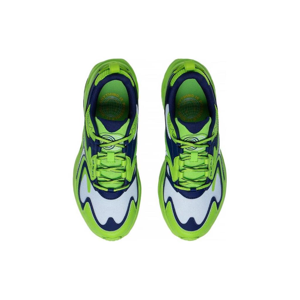 New LiNing Abrasion Resistant Breathable Low Top Running Shoes Men's Green Blue White ARXT009-1