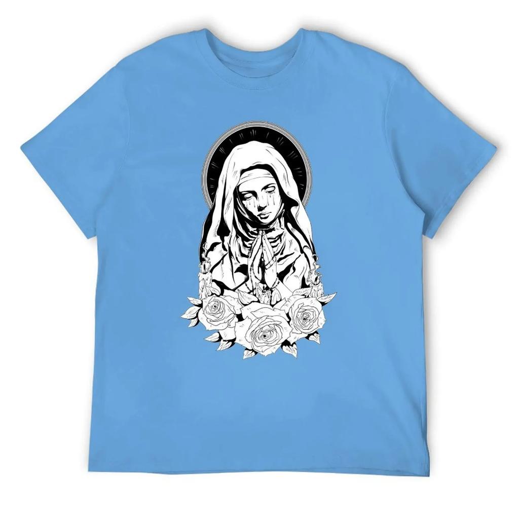 Mother's Day Mary of Jesus Men's T-shirt Round Neck Movement T-shirts Cute Aactivity Competition Casual Eur Size