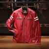Stand-up collar first-layer cowhide leather jacket men's Harley two-bar locomotive leather jacket