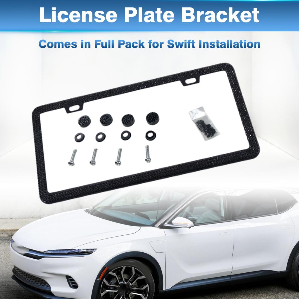 Black and White New ultra-thin License Plate Frame Cover Holder Accessories Crystal and Stainless Steel