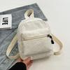 Zipper Double Shoulder Bag Lightweight Daypack Korean Style Corduroy Mini Backpack  Casual Travel