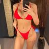 Splicing Halter Mini Thong High Cut Bikini Women Swimwear Female Swimsuit Two-Pieces Bikini Set Bather Bathing Suit Swim