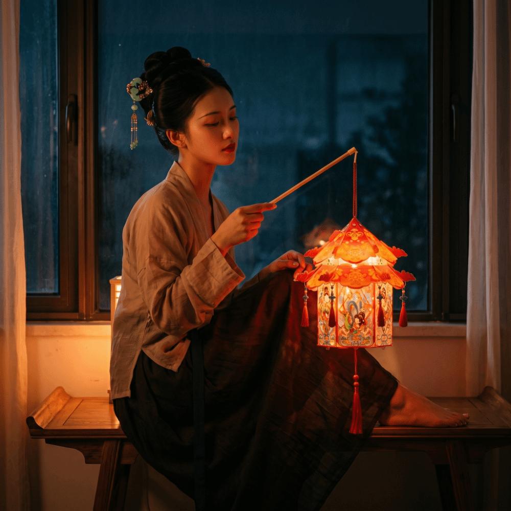 PVC Mid-Autumn Festival Lantern Portable Lightweight Handheld Lantern Removable Button Battery Operated Hanging LED Lantern