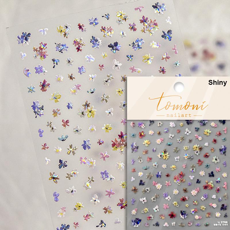5D Mini Flowers Colorful Wreath Daisy Delicate Shiny Rhinestone Spring Self Adhesive NailArt Decorations Stickers Manicure Decal