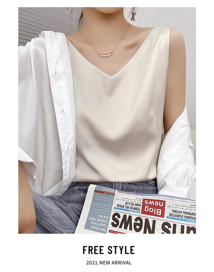 Dames Zomer Satijnen Zijden Camisole: Mouwloze Top, Basislaag van IJszijde, Veelzijdig Ondergoed of Bovenkleding