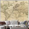 Vintage World Map Tapestry Ancient Europe Asia Wall Hanging Decor Room Aesthetic Travel Theme Home Textile Art