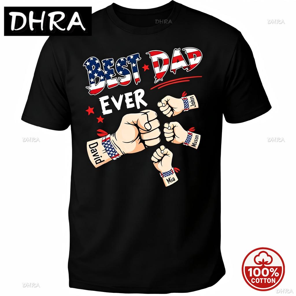 Customized Unisexs Grandpa American Flag Fathers Day 4th Of July First Gift Tshirts For Dad Poppop Pop Papa With Grandkids Names