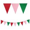 Meetppy 3 Pack Strawberry Party Decorations Red Pink Green Double Sided Paper Glitter Pennant Banner Paper Triangle Flags Bunting Hanging Decoration