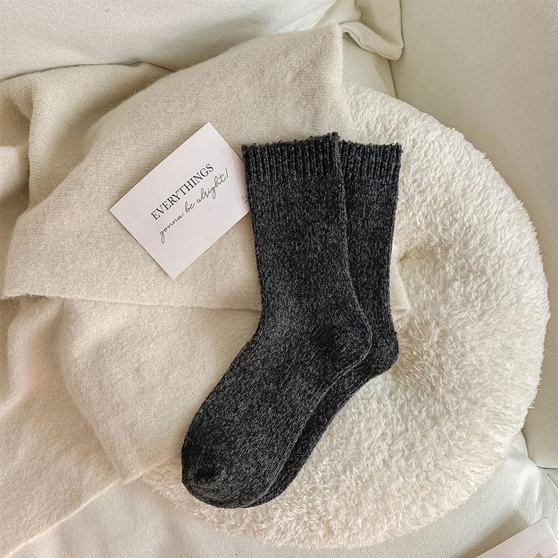Autumn Winter Thicken Warm Boots Floor Socks Wool Socks Women Japanese Fashion Harajuku Vintage Thermal Long Sock for Women Grey