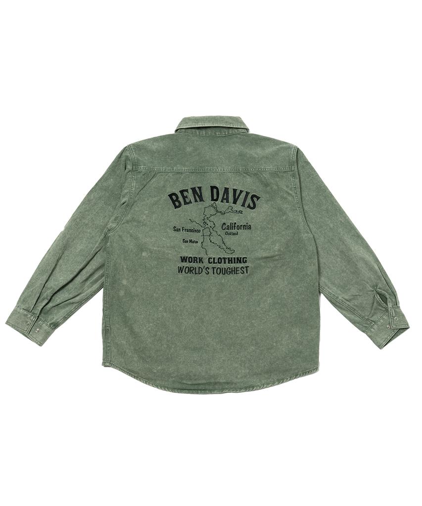 BEN DAVIS White Label Bleach Twill Shirt Charcoal