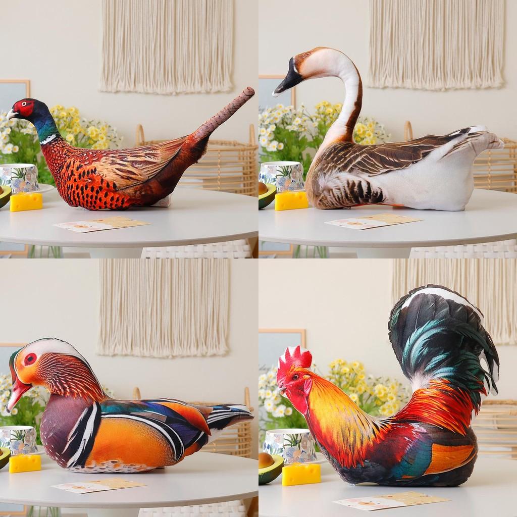 Soft Plush Animal Pillow With Realistic Design Featuring Colorful Rooster Hen And Bird Toys