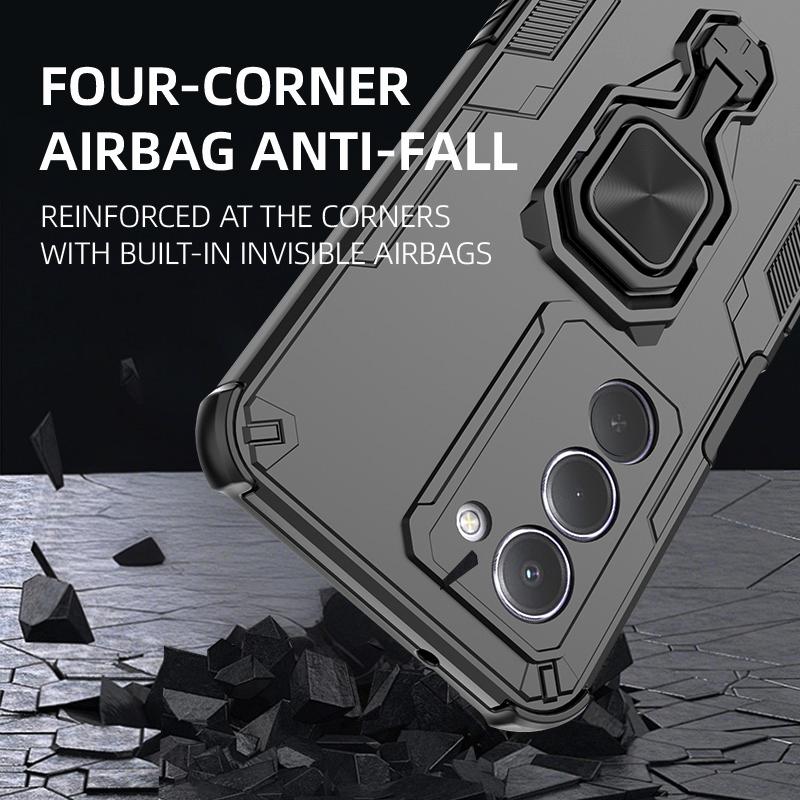KEYSION Funda Blindada Antigolpes para Redmi 15 169.5mm 171mm Silicona+PC Soporte de Anillo Metálico Vertical Funda para Teléfono para Redmi 15 5G
