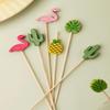 20pcs/set Hawaii Theme Fruit Sticks Flamingo Fruit Disposable Bamboo Sticks Summer Beach Party Supplies Hawaii Birthday Decors