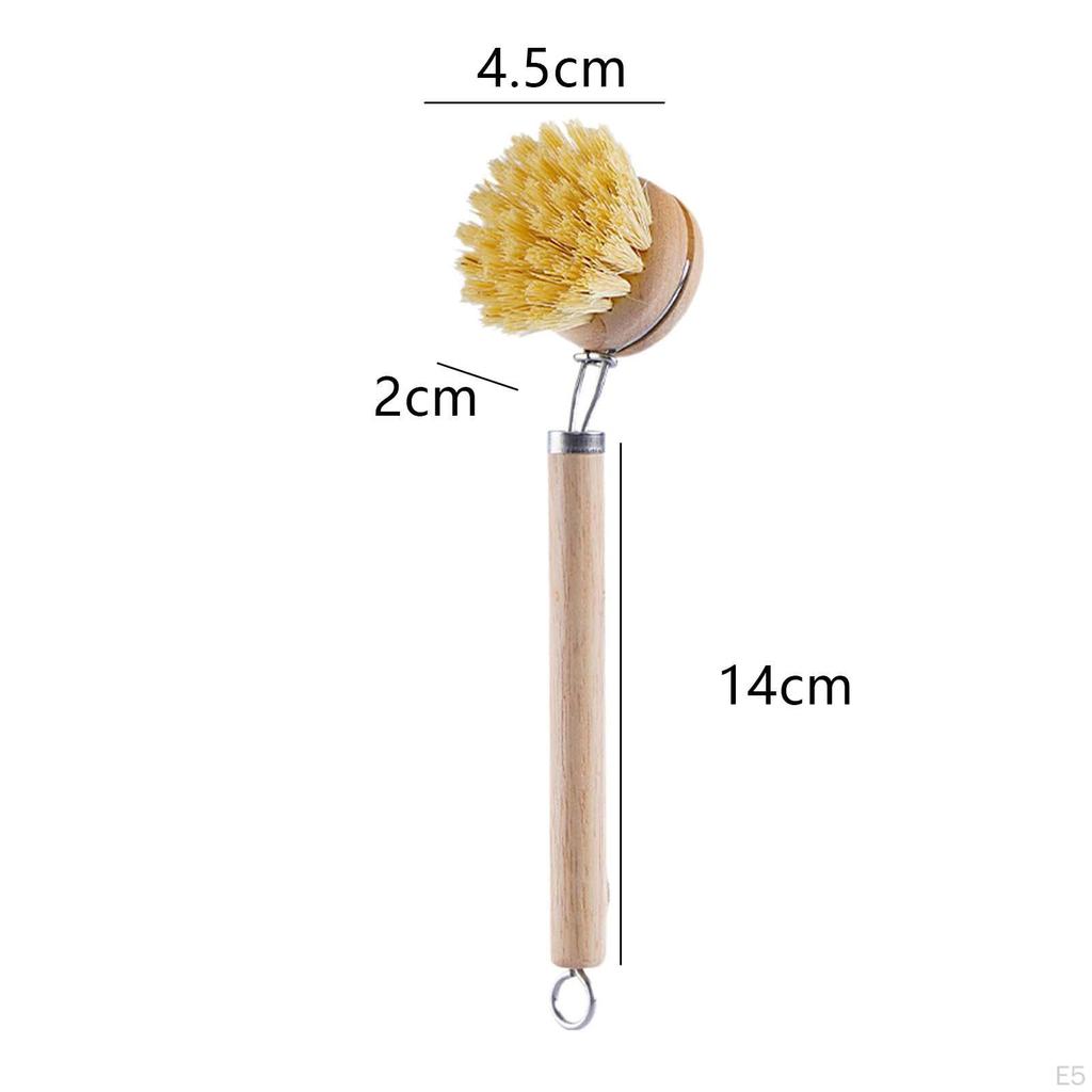 Dish Brush Ergonomic Wooden Handle Scrub Multi Use Lightweight for Counter