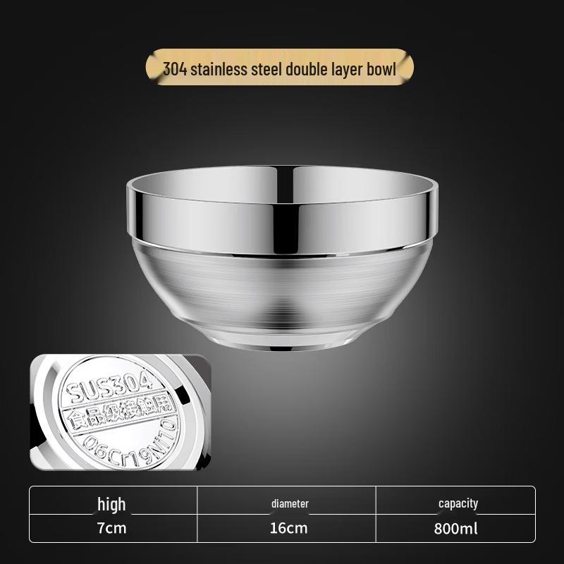 Zhi Shi 304 Stainless Steel Double-Wall Insulated Bowl