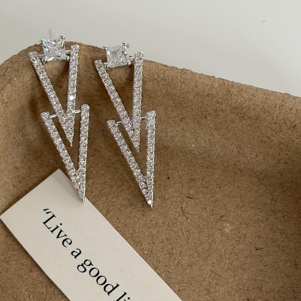 2025 High-End S925 Silver Stud Earrings with Zircon Inlay - Luxurious Versatile Design