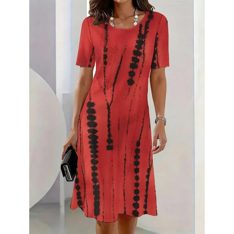 Summer Women's 3D Printed Short-sleeve Dress Is Fashionable, Versatile, Trendy, Breathable, and Casual