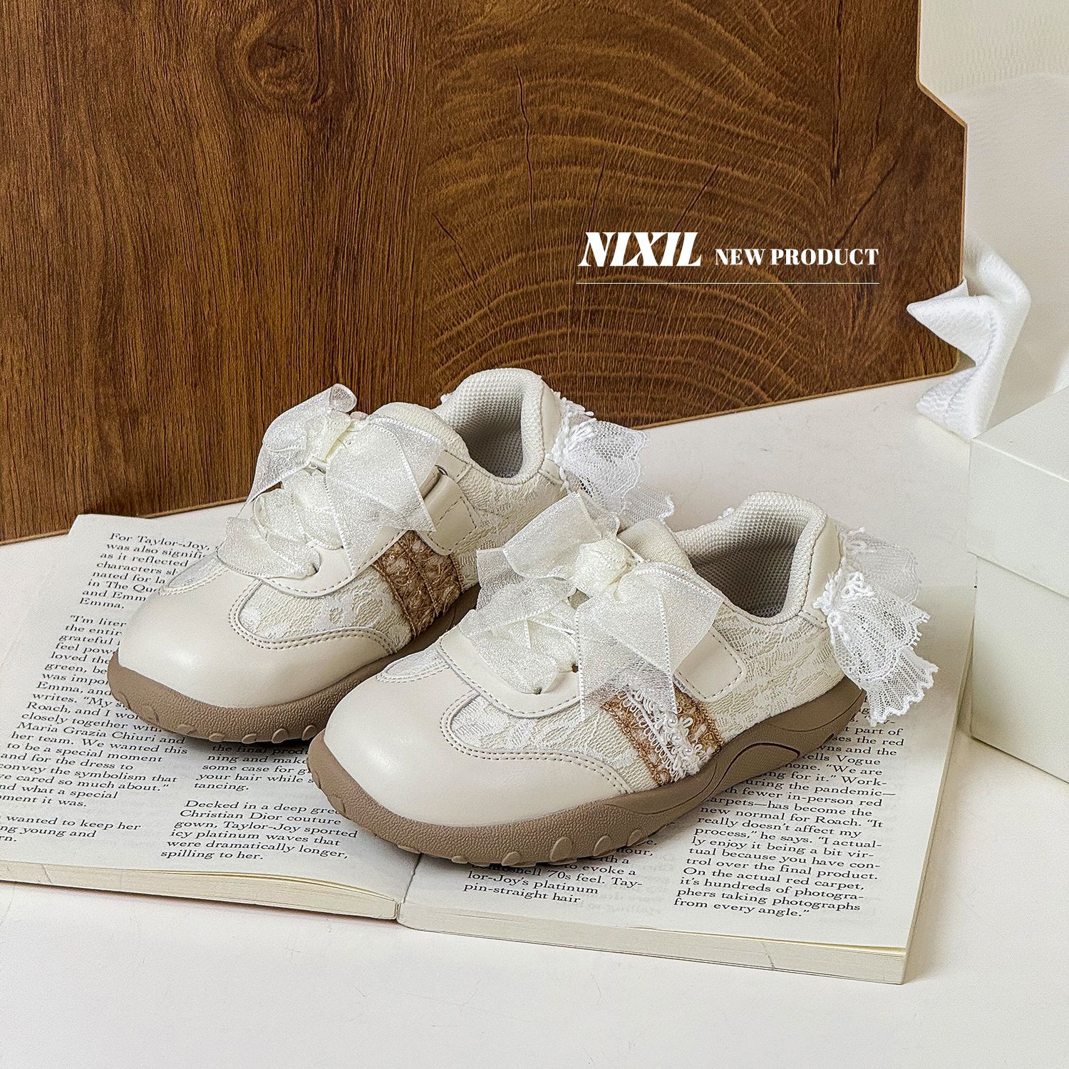 

Children s Korean-style Sports Shoes Fashionable Lace Girls Shoes Fashionable German Training Shoes Mesh Panel Shoes 26 бежевий