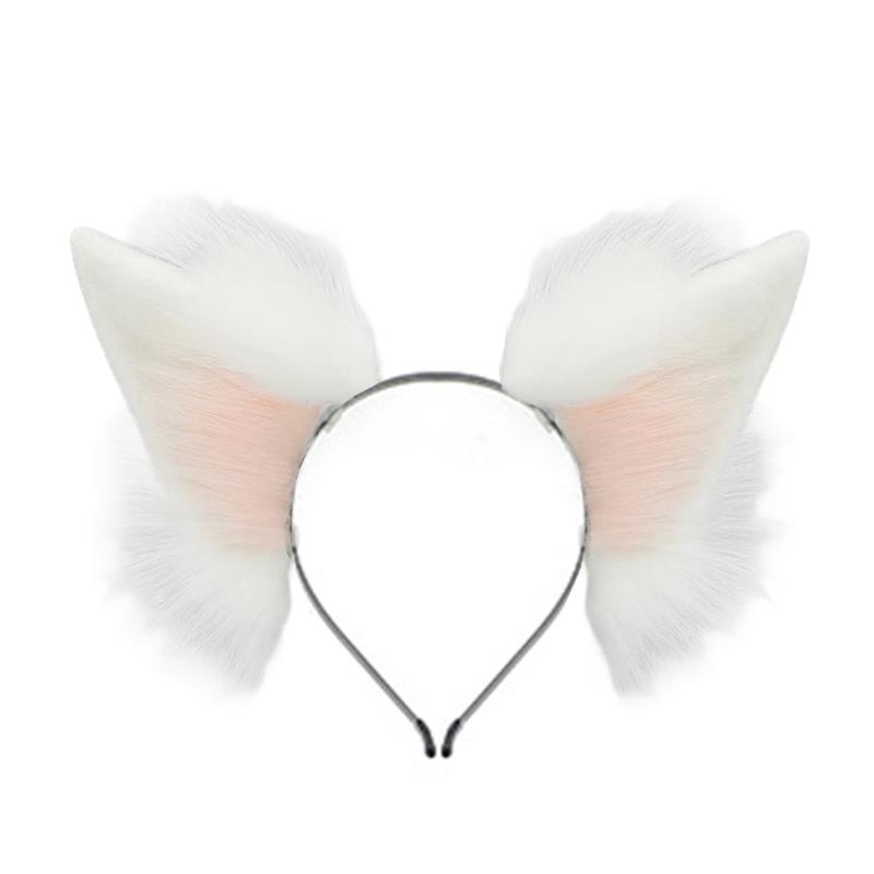Wolf Foxes Tail Foxes Ears Headband Faux Furs Animal Tail Halloween Christmas Fancy Party Costume Gift for Women Men