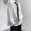 Men's Hong Kong Style Loose Long-Sleeve Shirt: Fashionable JK Design with Trendy, Relaxed Fit